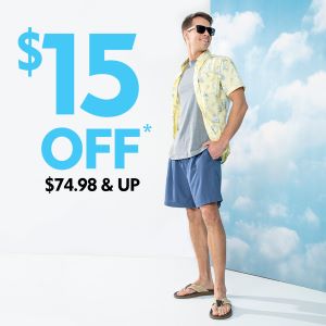 $15 Off $74.98 & Up